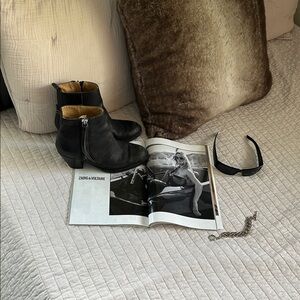 Acne Studios Pistol washed worn in western zip up sides heel Ankle Boots 37​